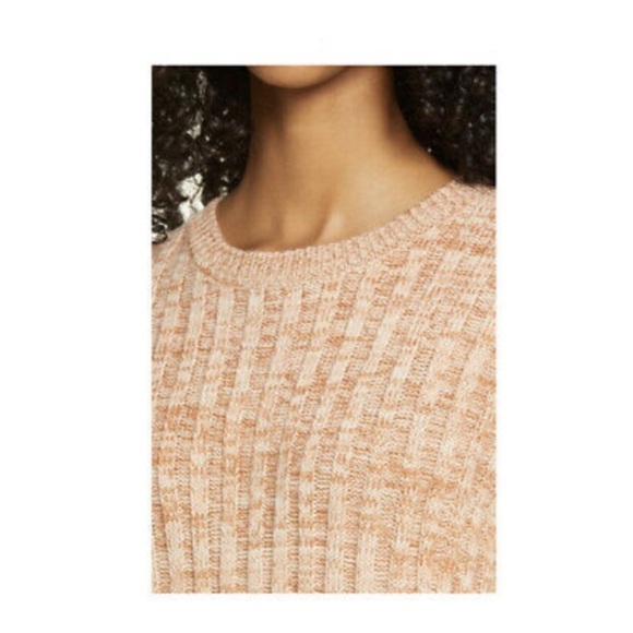 Blank NYC Heather Ribbed Crew Neck Sweater Toffee Brown Cream Size M - Picture 3 of 9